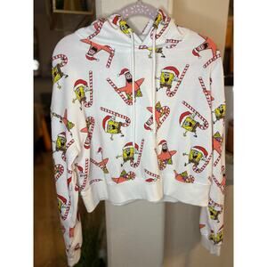 Nickelodeon Hoodie Size Juniors L Logo Multicolor Sponge Bob Cartoon Crop